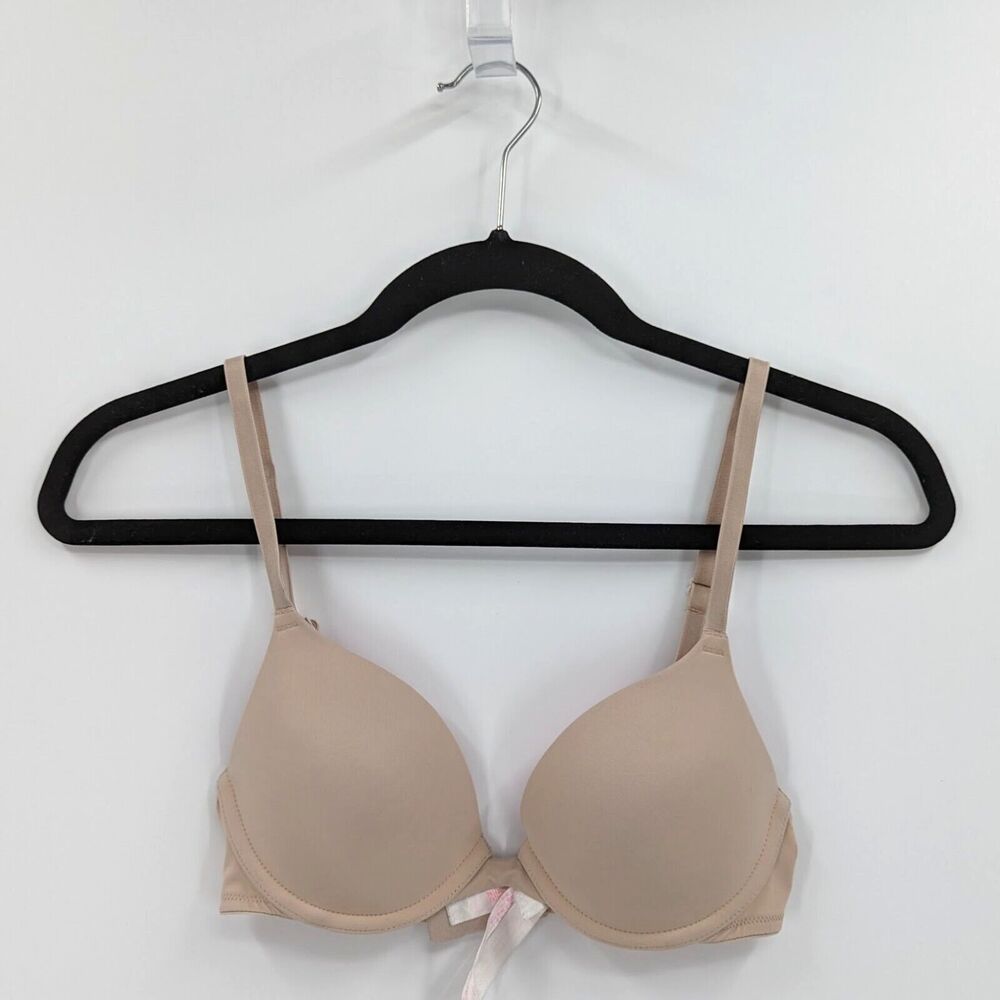 Victoria's Secret PINK Bra 32A Beige T-shirt Lightly Lined-READ